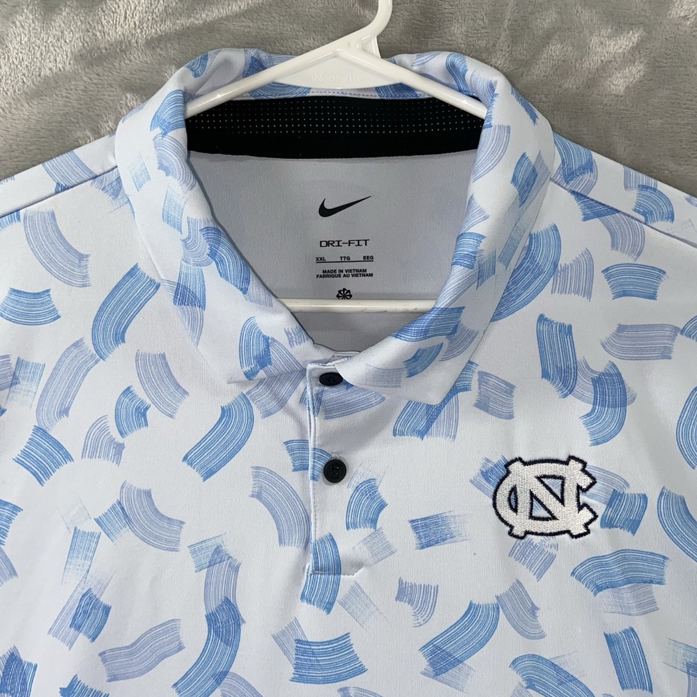 Nike Shirt mens XXL Polo UNC North Carolina Tar Heels Dri-Fit Micro Print Brush